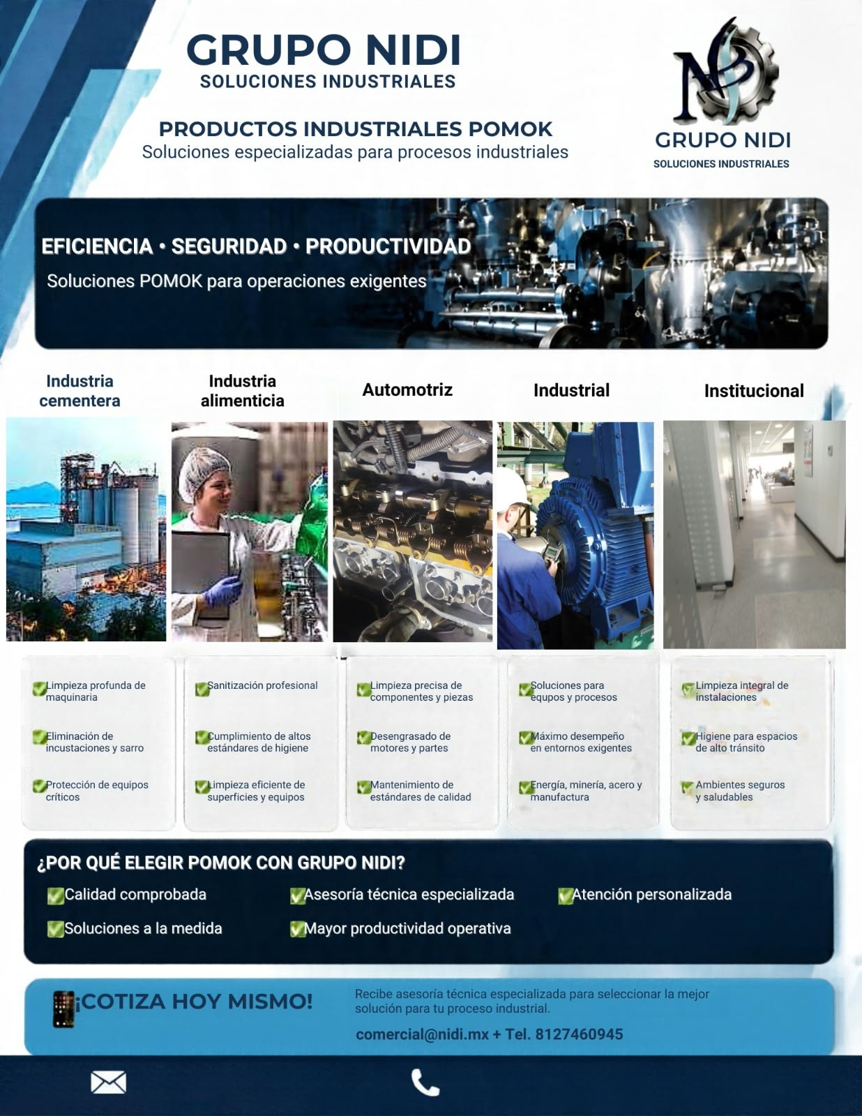Catálogo de productos industriales POMOK — Grupo NIDI